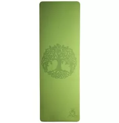 Yogamatte mit Blume des Lebens - 6 mm - TPE ecofriendly - hellgrün / grau