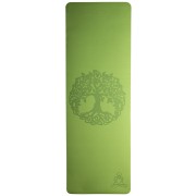 Yogamatte mit Blume des Lebens - 6 mm - TPE ecofriendly - hellgrün / grau