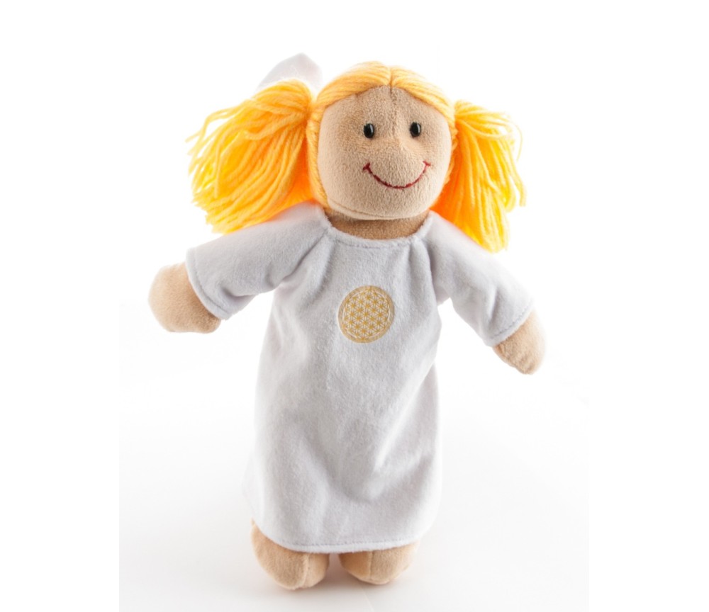 Stoffpuppe - Engel Sarah 30 cm mit Blume des Lebens