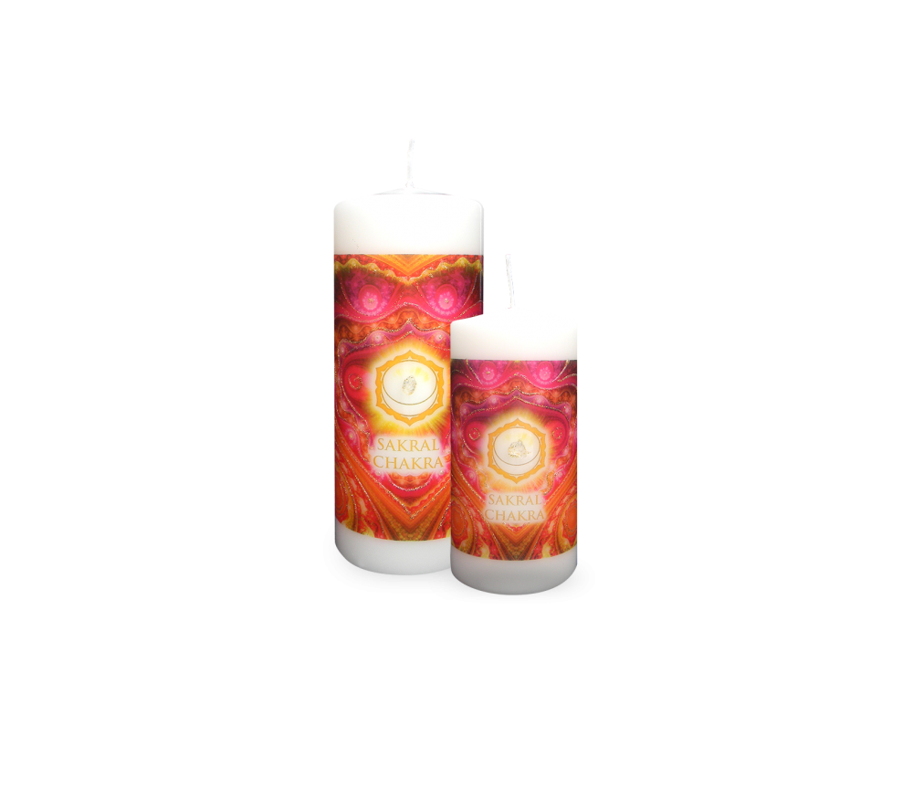 Engelalm - Energiekerze - Chakra - Sakralchakra - versch. Größen