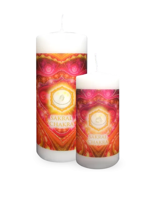 Engelalm - Energiekerze - Chakra - Sakralchakra - versch. Größen
