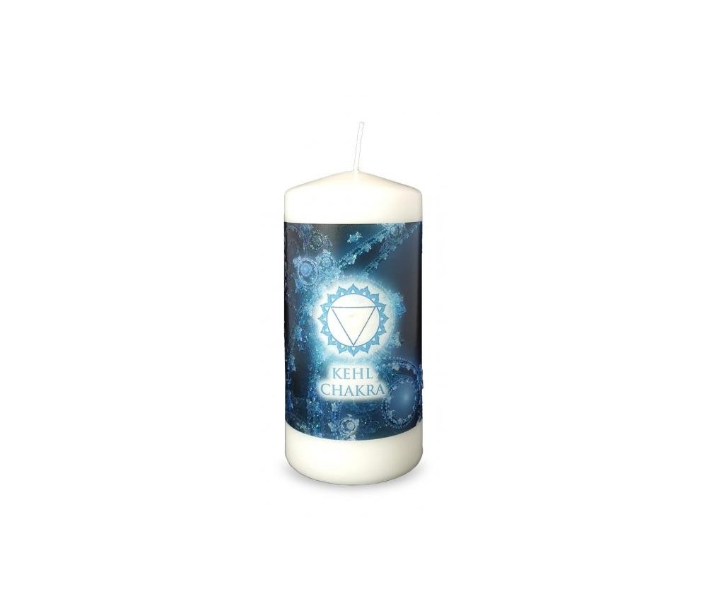 Engelalm - Energiekerze - Chakra - Kehlchakra - versch. Größen