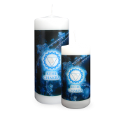 Engelalm - Energiekerze - Chakra - Kehlchakra - versch. Größen