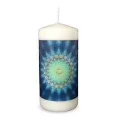 Engelalm - Energiekerze -Themenkerze - Blume des Lebens blau - 150/70