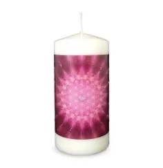 Engelalm - Energiekerze -Themenkerze - Blume des Lebens pink - 150/70