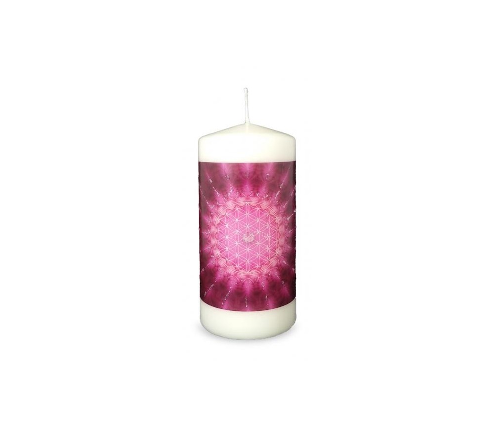 Engelalm - Energiekerze -Themenkerze - Blume des Lebens pink - 150/70