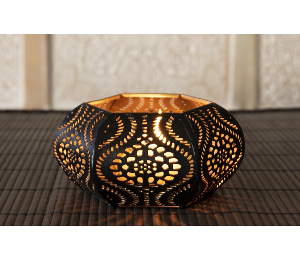 Teelichthalter - Ornament Sahlia - aus Metall - H: 5,5 x 10,5 cm