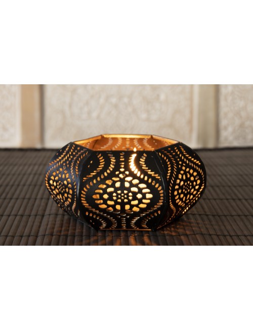 Teelichthalter - Ornament Sahlia - aus Metall - H: 5,5 x 10,5 cm