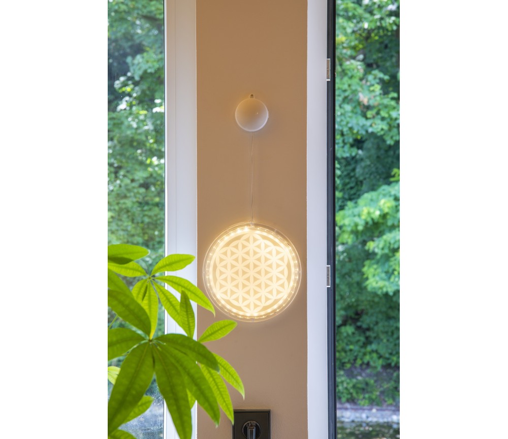 Wanddekoration - LED Licht -  Mandala ca. 47x21 cm - Batteriebetrieben