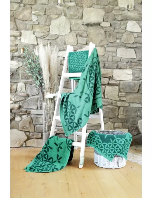 Spirit of OM - Frotteetücher Blume des Lebens - smaragd/grün