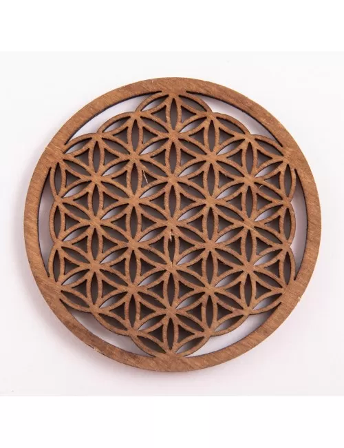 Blume des Lebens - aus Holz - 6 cm, dunkelbraun - 5er Pack