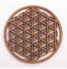 Blume des Lebens - aus Holz - 9 cm, dunkelbraun - 5er Pack