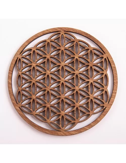 Blume des Lebens - aus Holz - 9 cm, dunkelbraun - 5er Pack