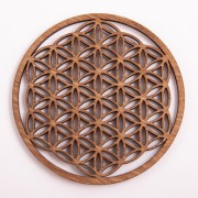 Blume des Lebens - aus Holz - 9 cm, dunkelbraun - 5er Pack