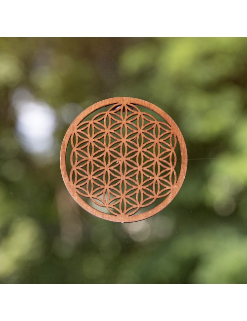 Blume des Lebens - aus Holz - 6 cm, dunkelbraun - 5er Pack