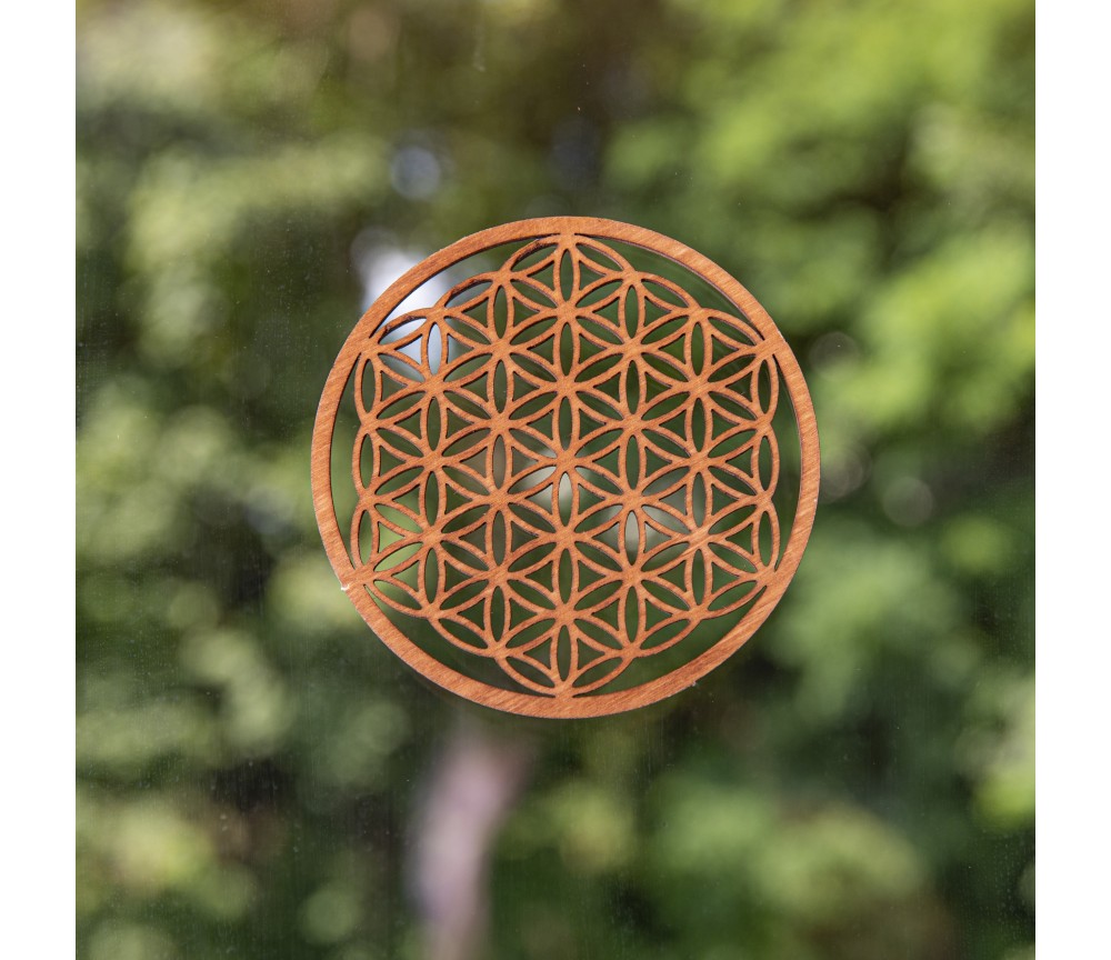 Blume des Lebens - aus Holz - 9 cm, dunkelbraun - 5er Pack