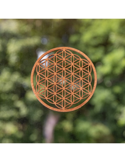 Blume des Lebens - aus Holz - 9 cm, dunkelbraun - 5er Pack