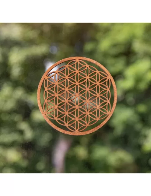 Blume des Lebens - aus Holz - 9 cm, dunkelbraun - 5er Pack