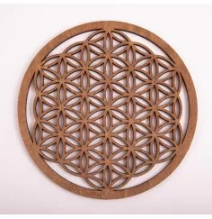 Blume des Lebens - aus Holz - 14,4 cm, dunkelbraun - 3er Pack