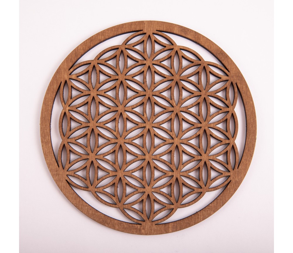 Blume des Lebens - aus Holz - 14,4 cm, dunkelbraun - 3er Pack