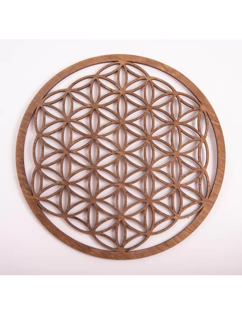 Blume des Lebens - aus Holz - 22 cm, dunkelbraun - 3er Pack