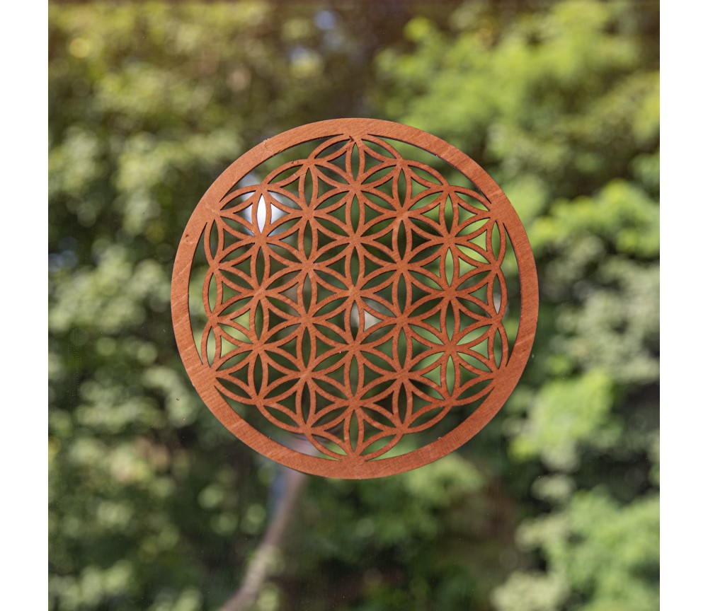 Blume des Lebens - aus Holz - 14,4 cm, dunkelbraun - 3er Pack