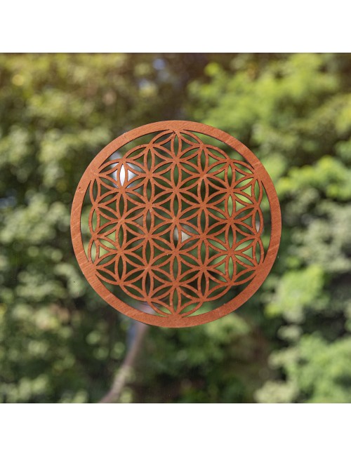 Blume des Lebens - aus Holz - 14,4 cm, dunkelbraun - 3er Pack