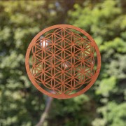 Blume des Lebens - aus Holz - 14,4 cm, dunkelbraun - 3er Pack