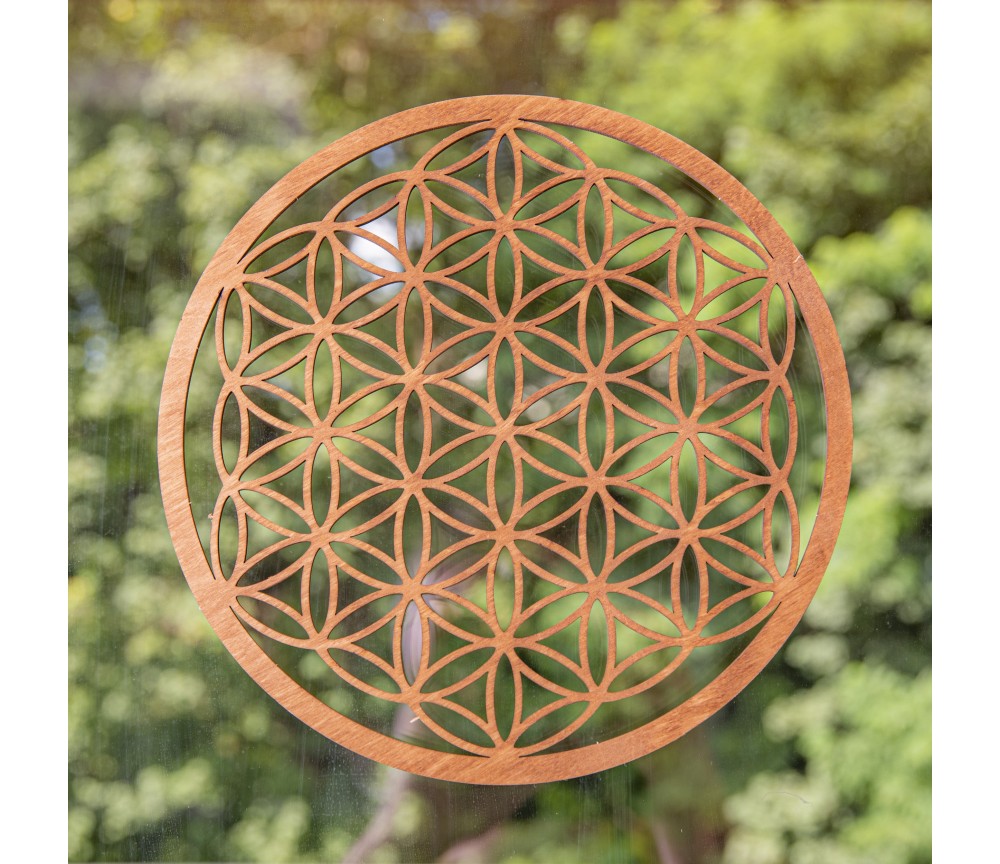 Blume des Lebens - aus Holz - 22 cm, dunkelbraun - 3er Pack