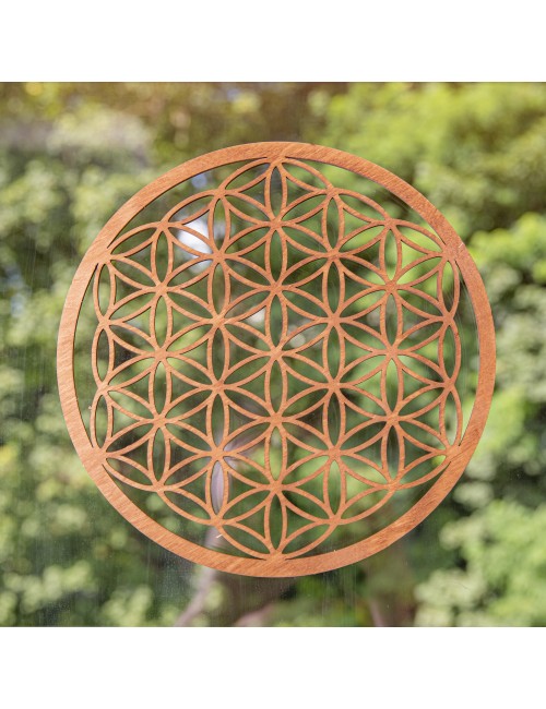 Blume des Lebens - aus Holz - 22 cm, dunkelbraun - 3er Pack