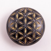 Handschmeichler - Lebensblume - schwarz/gold - Speckstein - 4,5cm