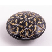 Handschmeichler - Lebensblume - schwarz/gold - Speckstein - 4,5cm