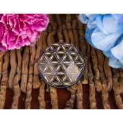Handschmeichler - Lebensblume - schwarz/gold - Speckstein - 4,5cm