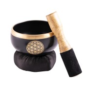 Klangschalen Set - Blume des Lebens - 3tlg schwarz - gold