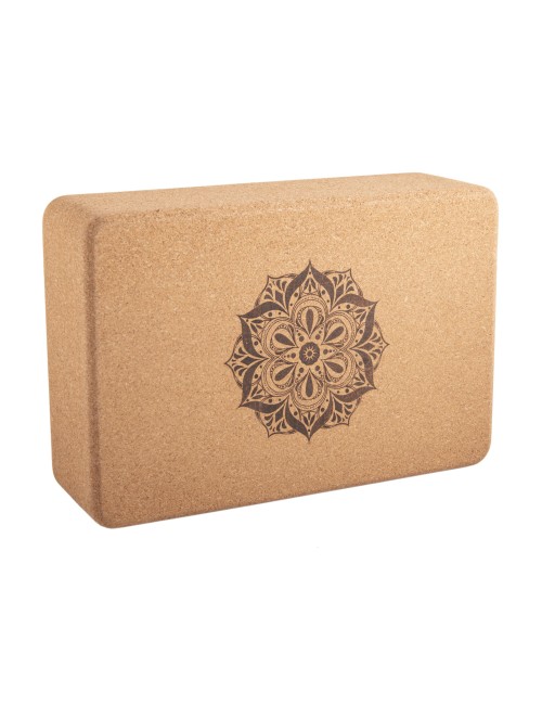Yogablock - aus Kork - Blume des Lebens - Mandala - 23x15x7cm