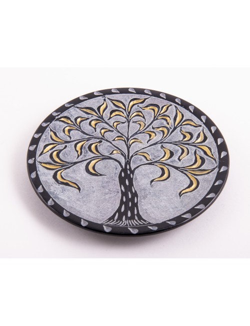 Räucherstäbchenhalter - Lebensbaum rund - schwarz/gold ca.13cm