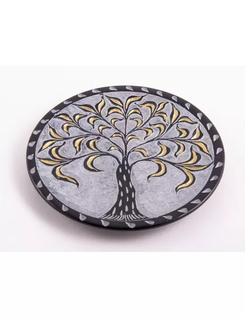 Räucherstäbchenhalter - Lebensbaum rund - schwarz/gold ca.13cm