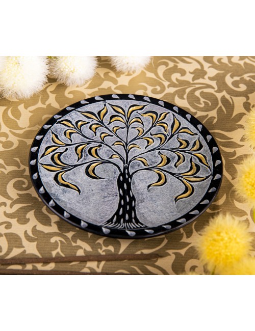 Räucherstäbchenhalter - Lebensbaum rund - schwarz/gold ca.13cm