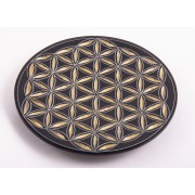 Räucherstäbchenhalter - Blume des Lebens rund - schwarz/gold ca.13cm