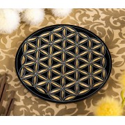 Räucherstäbchenhalter - Blume des Lebens rund - schwarz/gold ca.13cm