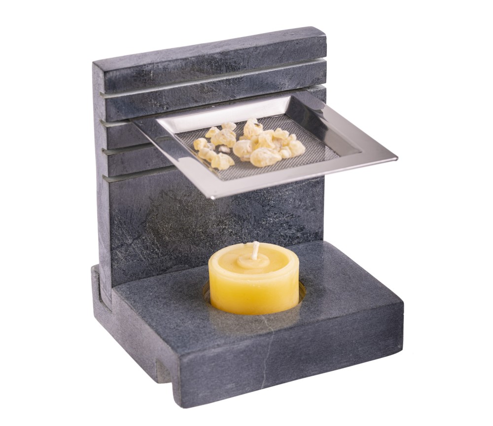 Räuchergefäß - mit Sieb für Teelichter - höhenverstellbar -4eckig - Speckstein