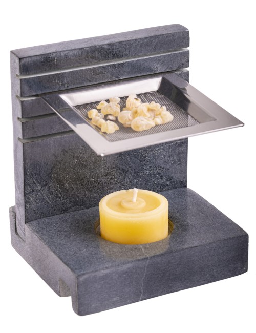 Räuchergefäß - mit Sieb für Teelichter - höhenverstellbar -4eckig - Speckstein