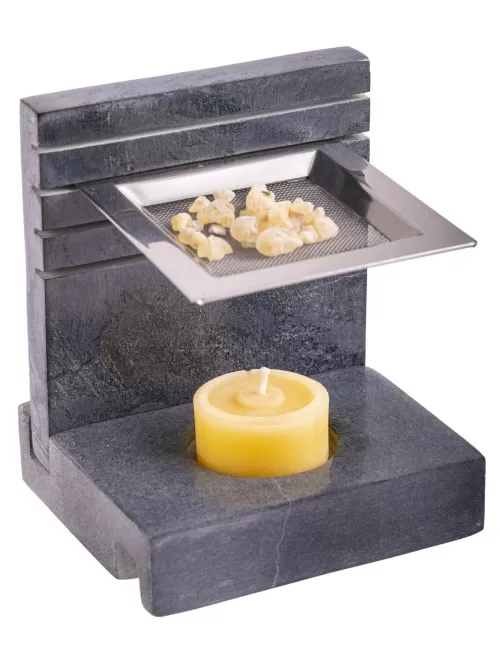 Räuchergefäß - mit Sieb für Teelichter - höhenverstellbar -4eckig - Speckstein