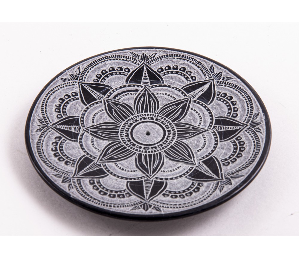 Räucherstäbchenhalter - Mandala - rund - Speckstein - ca.10,5 cm