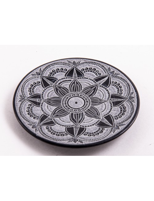 Räucherstäbchenhalter - Mandala - rund - Speckstein - ca.10,5 cm