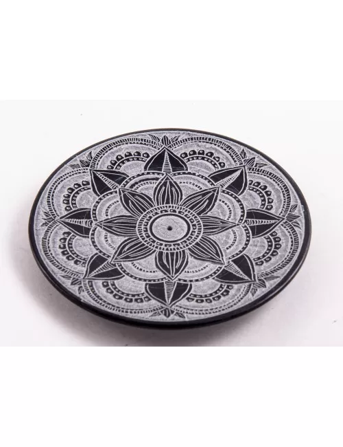 Räucherstäbchenhalter - Mandala - rund - Speckstein - ca.10,5 cm