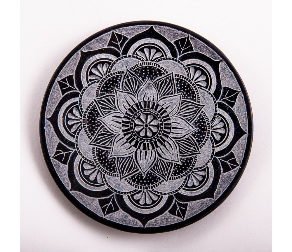 Räucherstäbchenhalter - Mandala - rund - Speckstein - ca. 13 cm
