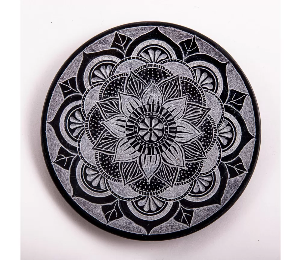 Räucherstäbchenhalter - Mandala - rund - Speckstein - ca. 13 cm