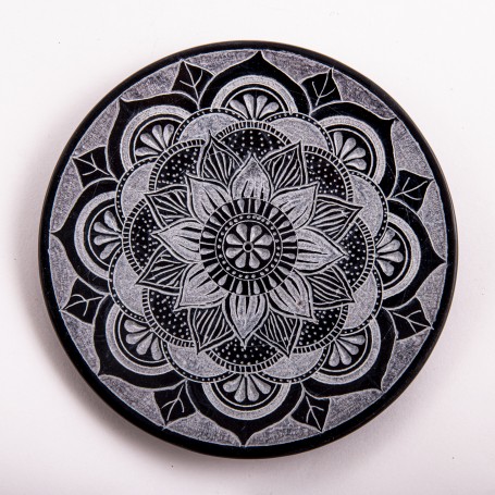 Räucherstäbchenhalter - Mandala - rund - Speckstein - ca. 13 cm