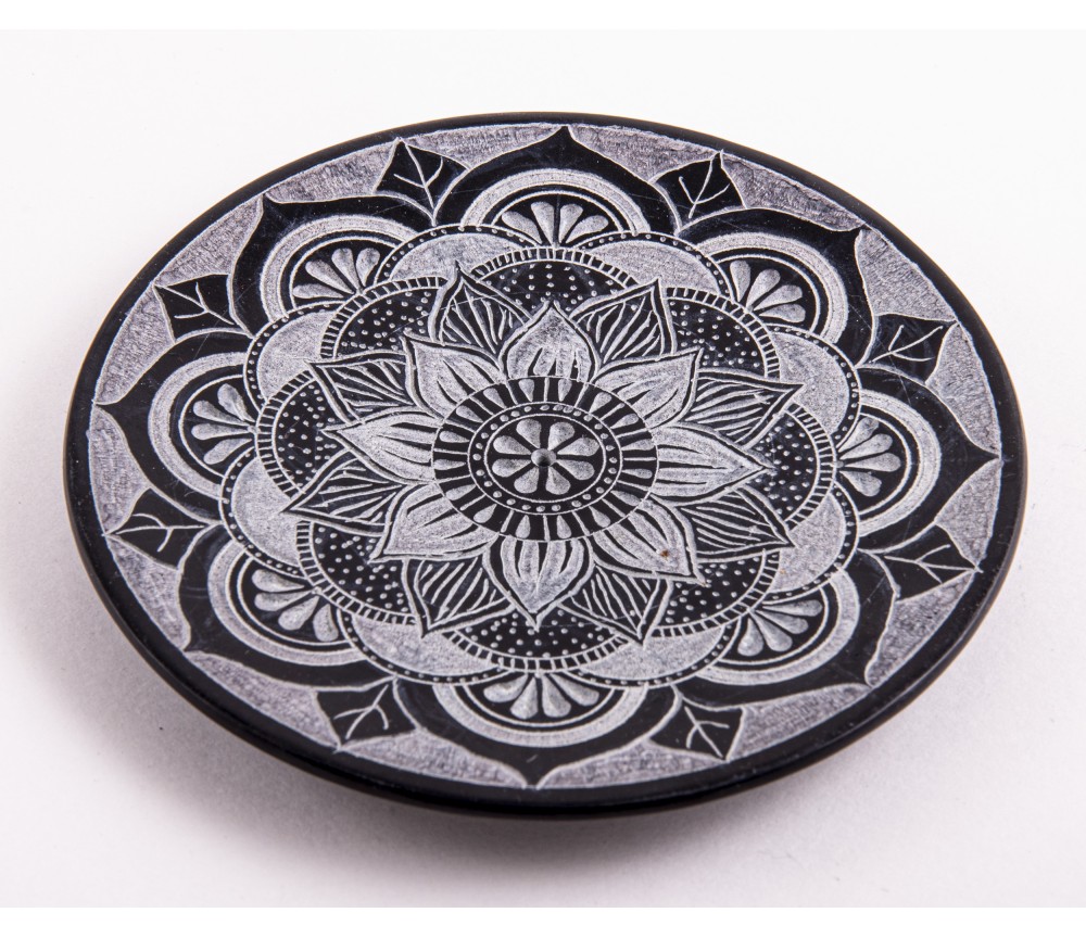 Räucherstäbchenhalter - Mandala - rund - Speckstein - ca. 13 cm